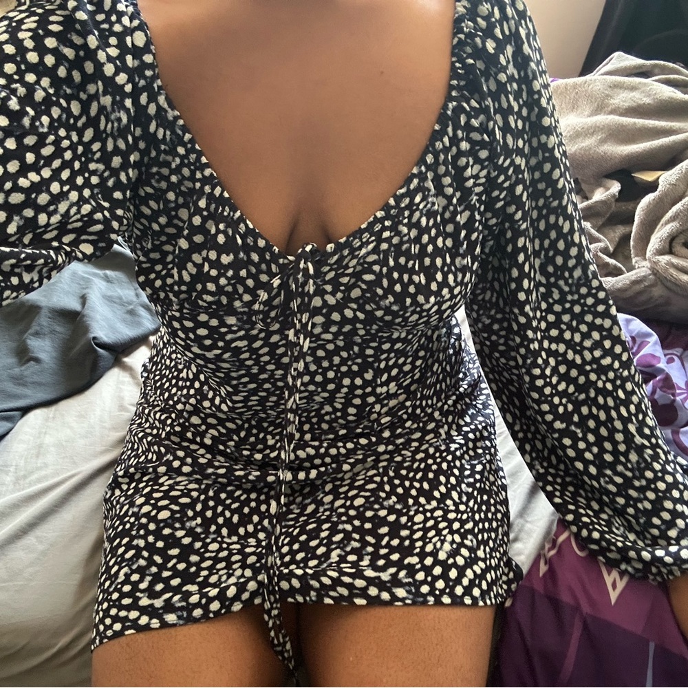 Plus Blue and White Polka Dot Milkmaid Dress